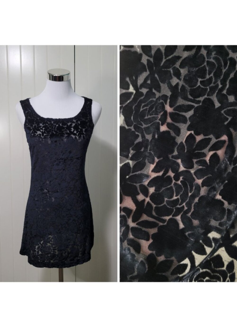 Velvet Floral Burnout Black Craft Whimsigoth Practical Magic Grunge Tank Dress